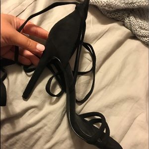 Gorgeous black suede lace up heels